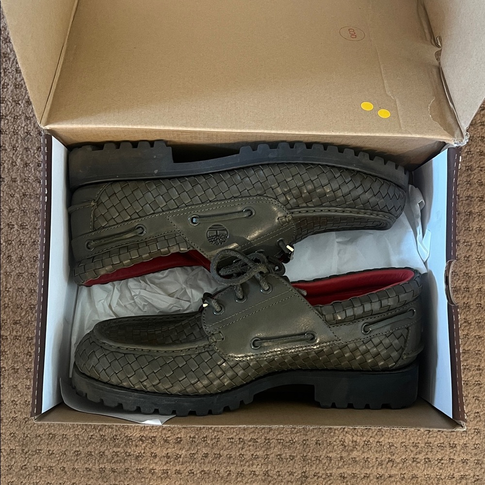 Green Woven Leather Supreme x Timberland Shoes Rare!